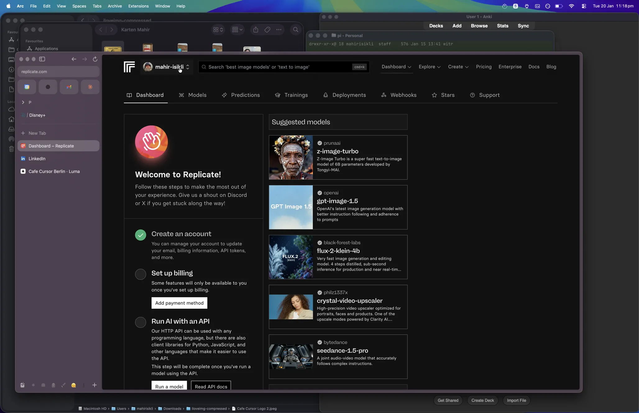 Replicate dashboard